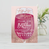 Sip Sip Hooray Waterverf Wijnproeverij Verjaardag Kaart (Staand voorkant)