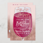 Sip Sip Hooray Waterverf Wijnproeverij Verjaardag Kaart (Voorkant / Achterkant)