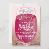 Sip Sip Hooray Waterverf Wijnproeverij Verjaardag Magnetische Uitnodiging (Voorkant)