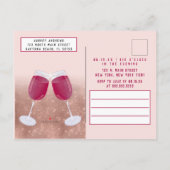 Sip Sip Hooray Waterverf Wijnproeverij Verjaardag Uitnodiging Briefkaart (Achterkant)