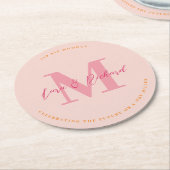 Sip Sip Hooray Wedding Monogram Initiaal Onderzett Ronde Kartonnen Onderzetter (Gebogen)