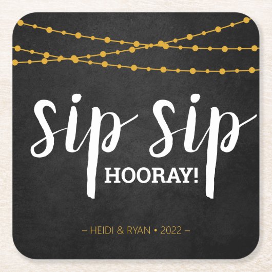 Sip Sip Hooray Wedding Shower Drink Onderzetter Fa (Voorkant)