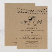 Sip Sip Hooray Wedding Uitnodiging (Voorkant / Achterkant)