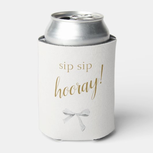 Sip Sip Hooray! | White Ribbon bruiloft welkom Blikjeskoeler (Blikje Voorkant)