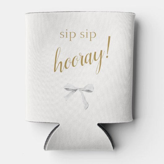 Sip Sip Hooray! | White Ribbon bruiloft welkom Blikjeskoeler (Voorkant)