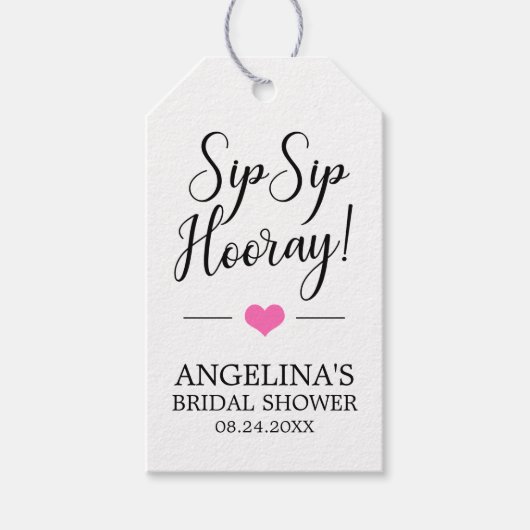 SIP SIP HOORAY Wine Vrijgezellenfeest Heart Dank u Cadeaulabel (Voorkant)