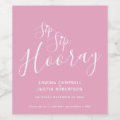 Sip Sip horay bruiloft roze wit hart Wijn Etiket (Enkel label)