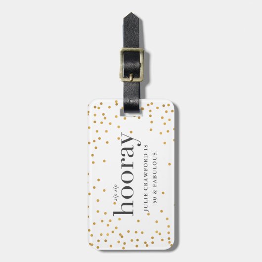 sip sip horay elegant goudpolka dot bagagelabel (Voorkant verticaal)