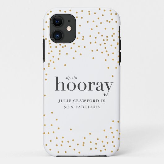sip sip horay elegant goudpolka dot Case-Mate iPhone case (Achterkant)