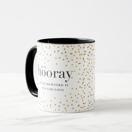 sip sip horay elegant goudpolka dot mok (Voorkant links)