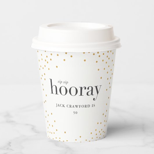 sip sip horay elegant goudpolka dot papieren bekers (Voorkant)