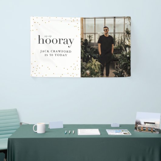 Sip sip horay moderne elegante verjaardagsfeestje spandoek (Beurs)