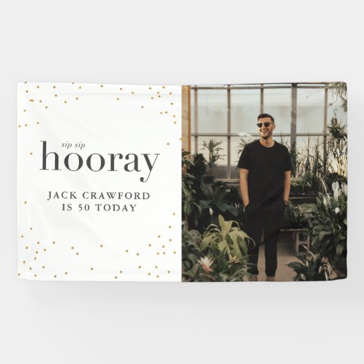 Sip sip horay moderne elegante verjaardagsfeestje spandoek (Horizontaal)