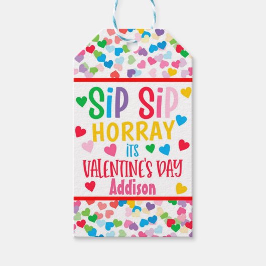Sip SIp horay strow valentijn voor Ronde Favor T Cadeaulabel (Voorkant)