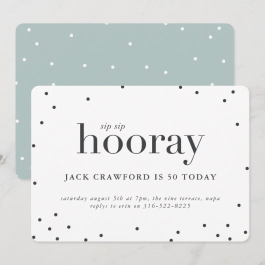 Sip sip horay verjaardagsfeest kaart (Voorkant / Achterkant)