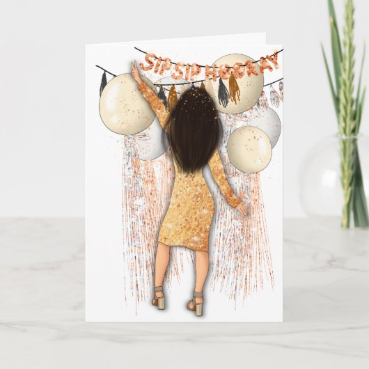 Sip Sip Horray Happy Nieuwjaar Feestdagen Kaart (Voorkant)