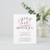 Sip Sip Sip Hooray Virtual Wine Wedding Shower Par Kaart (Staand voorkant)