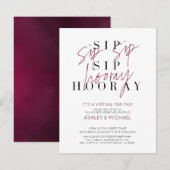 Sip Sip Sip Hooray Virtual Wine Wedding Shower Par Kaart (Voorkant / Achterkant)