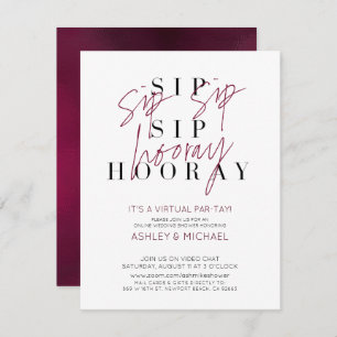 Sip Sip Sip Hooray Virtual Wine Wedding Shower Par Kaart