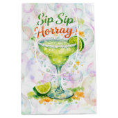 Sip Sip Sip Horray Bubbles Birthday Party Medium Cadeauzakje (Voorkant)