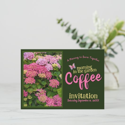Sip Smile & Celebrate Coffee Morning in de tuin Kaart (Staand voorkant)