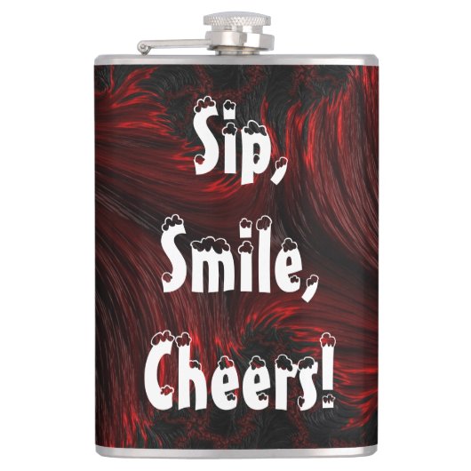 Sip, Smile, Cheers! Abstracte werveling Heupfles (Voorkant)
