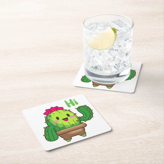 Sip & Smile Coaster – Cactus Says Hi Kartonnen Onderzetters (Insitu)