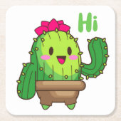 Sip & Smile Coaster – Cactus Says Hi Kartonnen Onderzetters (Voorkant)