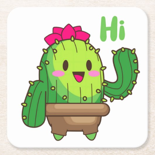Sip & Smile Onderzetter – Cactus Zegt Hallo (Voorkant)