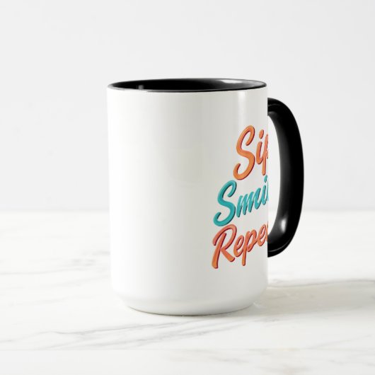 Sip, Smile, Repeat – 15 oz Combo Mok (Voorkant rechts)