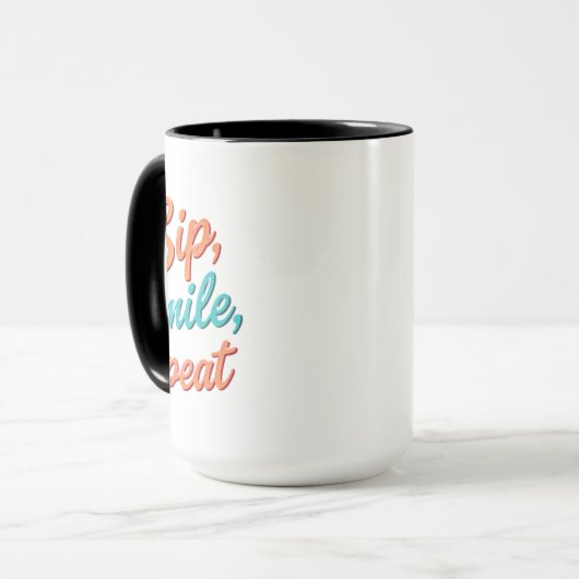 Sip, Smile, Repeat – 15 oz Combo Mok (Voorkant links)