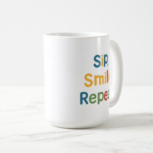 Sip, Smile, Repeat - Classic 15 oz Mok (Voorkant rechts)