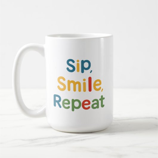 Sip, Smile, Repeat - Classic 15 oz Mok (Links)