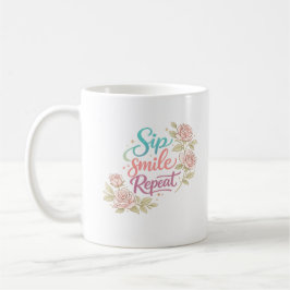Sip Smile Repeat Floral Coffee Mug Koffiemok