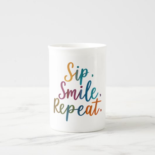 Sip, Smile, Repeat - Specialty Bone China Mokken (Voorkant)