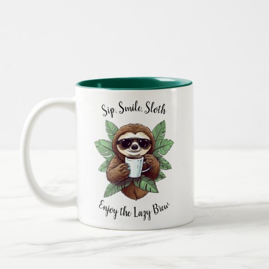 Sip Smile Sloth Funny Coffee Mok (Links)