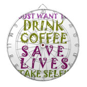 Sip, Snap Herhaal Achtervolging Cafeïne Selfies on Dartbord (Voorkant)