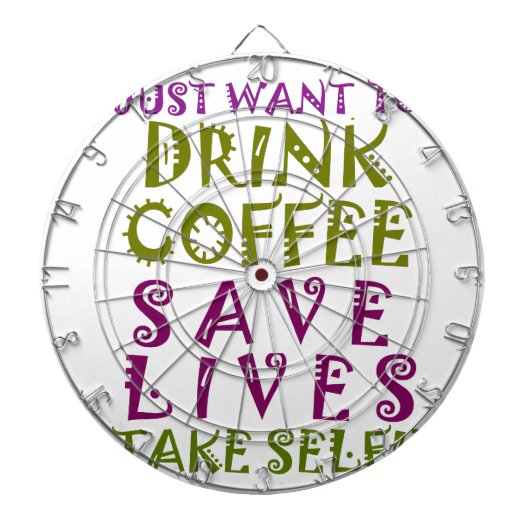 Sip, Snap Herhaal Achtervolging Cafeïne Selfies on Dartbord (Voorkant)