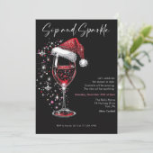 Sip & Sparkle Holiday Cocktail Party Wine Glass Kaart (Staand voorkant)