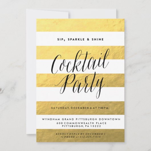 Sip, Sparkle, Shine, Holiday Party Invitation Kaart (Voorkant)