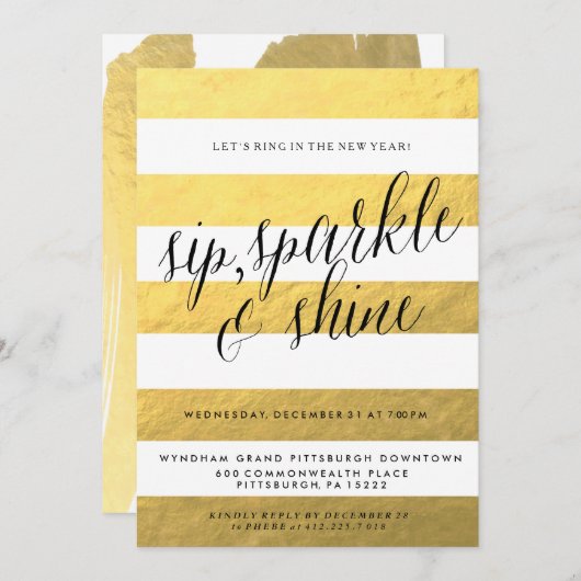 SIP, SPARKLE, SHINE Vakantie Uitnodiging (Voorkant / Achterkant)