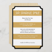 Sip Sparkle Smile Gold Black Modern Nieuwjaar Kaart (Voorkant / Achterkant)