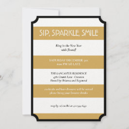 Sip Sparkle Smile Gold Black Modern Nieuwjaar Kaart