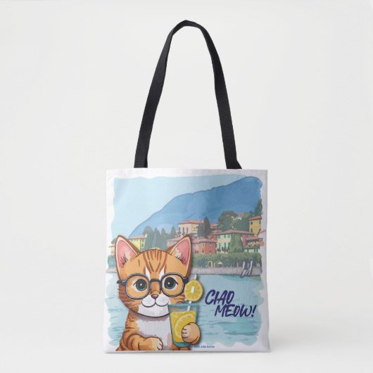"Sip, Spint & Wander" Schattigee oranje tabby op v Tote Bag (Voorkant)