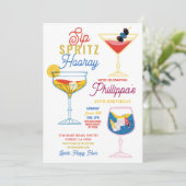 Sip Spritz Hooray Party Cocktails Drink verjaardag Kaart (Staand voorkant)