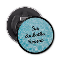 Sip Sunbathe Herhaal Retro Beach Fles Opener Vaca