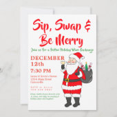 Sip, Swap & Be Merry Holiday Wine Exchange Party Feestdagenkaart (Voorkant)