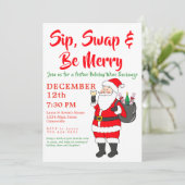 Sip, Swap & Be Merry Holiday Wine Exchange Party Feestdagenkaart (Staand voorkant)