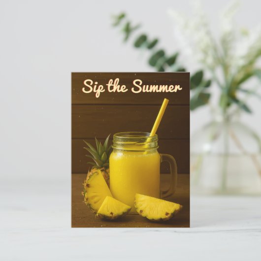 Sip the Summer - Ananassap Briefkaart (Staand voorkant)