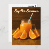 Sip the Summer - Briefkaart van Oranje vruchtensap (Voorkant / Achterkant)